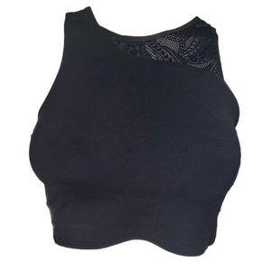 Athleta Conscious High Neck Gym Workout Lace Black Crop. Size XS.